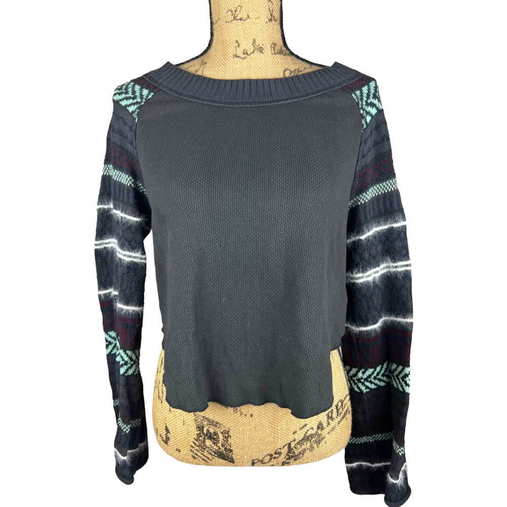 Free People Cropped Thermal Sweater Top Small